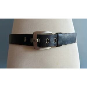 KENNETH COLE REACTION Wide Black Leather Belt Mens sz 38